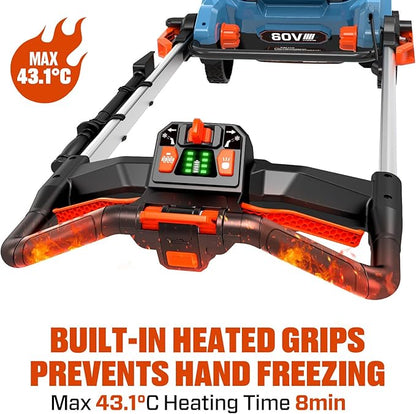 SENIX 21-Inch 60 Volt Cordless Snow Blower with Heated Handles and Steel Auger, 13-Inch Clearing Depth, 45-Foot Max Throw Distance, Dual LED Lights, 2 * 8.0Ah Batteries and Dual Port Charger Included