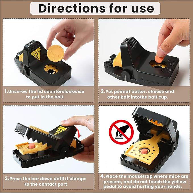 Mouse Traps, Reusable Rat Trap Outdoor Indoor, Rat Traps Indoor for Home, Plastic Mousetraps Mice Traps for House Basement/Garage/Attic Anywhere 9Set Mouse Traps(2L+6S+1Clip)