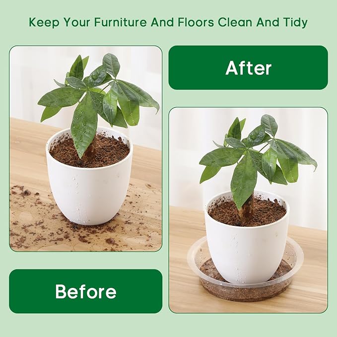 JERIA 40 Pack Clear Plant Saucers（6 Inch、8Inch、10 Inch、12 Inch）,Plastic Flower Pot Trays,Round Durable Plant Drip Trays for Indoor and Outdoor