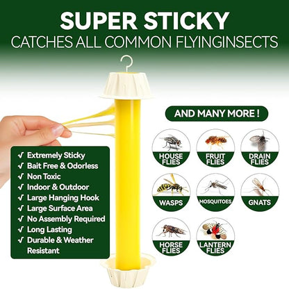Gideal 2-Pack Yellow Sticky Fly Traps Pest Control for Indoor/Outdoor Use, Gnat Trap for Flying Plant Insect