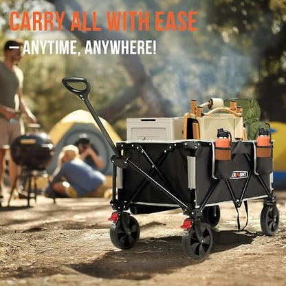 Overmont 150L Wagons Carts Foldable - Large Capacity Folding Collapsible Wagon Cart for Grocery Camping Utility Gardening Sports Travelling- 330lbs Load
