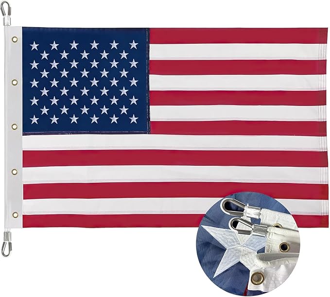 American Flag 15x25 Ft Embroidered Stars, Brass Grommets, Sewn Stripes, Vibrant Colors Outdoor USA Flag Super Tough Tearproof Spun Polyester US Flag, United States Country Flags