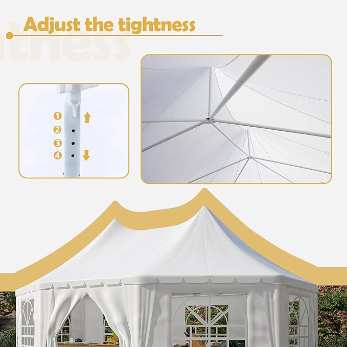 20x15 FT Heavy Duty Party Tent, White Outdoor Canopy with 7 Windows & 1 Door, Waterproof UV Protection Wedding Event Tent for Parties, Picnics, and Commercial Use