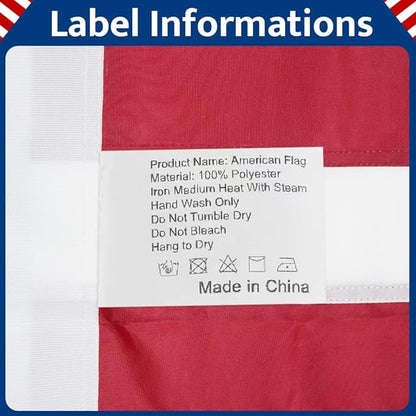 5x8 FT American Flags for Outdoor, Super Tough Spun Polyester & Long Lasting Nylon USA Flag Embroidered Stars, Sewn Stripes, Brass Grommets UV Protection Outdoor High Wind & All Weather USA Flag