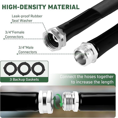 Garden Hose, 50ft Non-Expandable, Lightweight Water Hose, Leakproof & Durable Design, Easy to Store for Gardening, Car Washing, Pet Bathing