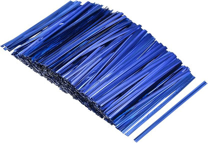 MECCANIXITY Foil Twist Ties 3" 8cm Metallic Plastic Closure Tie for Tying Bread, Candy, Cookies, Gift Bags Arts Crafts Ties Blue Pack of 750