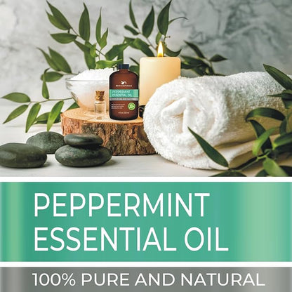 Peppermint Essential Oil - Huge 4 FL OZ - 100% Pure & Natural – Premium Natural Oil with Glass Dropper (Peppermint Oil)