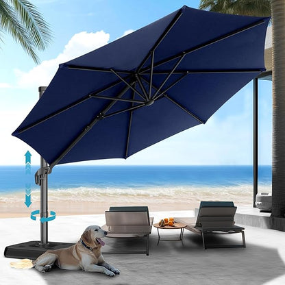 HOTIME10ft Patio Umbrella Cantilever Umbrella - Upgrade and Intensify - with 360 Rotation and 5 Angles Adjustment - Aluminum Offset Pool Umbrella Square Outdoor Umbrellas for Patio Garden Deck