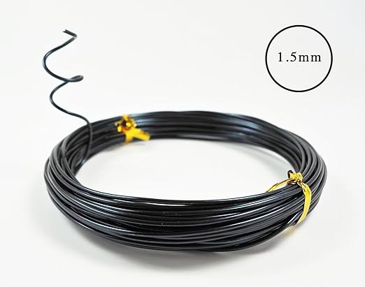 Anodized Aluminum Bonsai Training Wire 5-Size Starter Set with Canvas Bag - 1.0mm, 1.5mm, 2.0mm, 2.5mm, 3.0mm (147 feet total) - Choose Your Color (5 Sizes, Black)