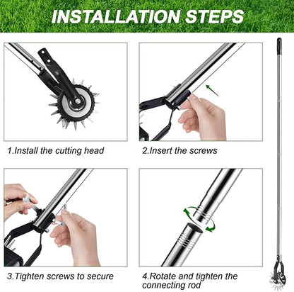 Wheel Rotary Edger Lawn Tool, Sidewalk 66.7Inch Manual Lawn Edger, Grass Edge Trimmer, Adjustable Stainless Steel Handle with Cushion Grip，Soil, Garden and Yard Tool