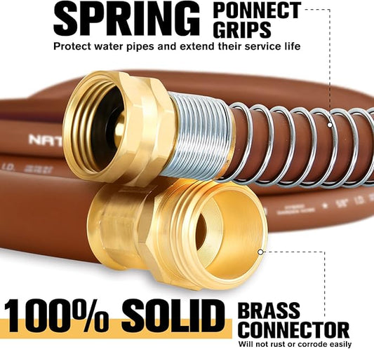 Short Leader Garden Hose 5/8" x 15ft, No Kink Lightweight Water Hose, Hybrid Rubber, Heavy Duty, 650 Burst PSI, Female to Female Fittings