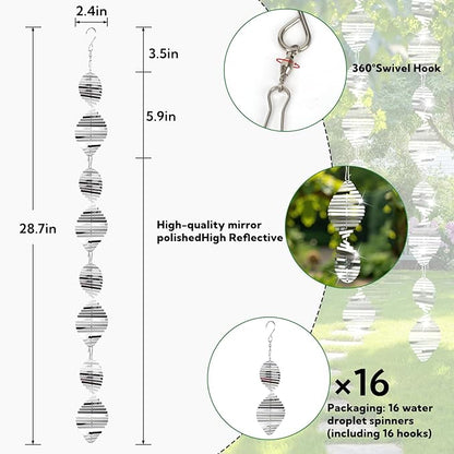16Pack Metal Bird Reflector, Shining Windmill for Outdoor Garden Decoration, Preventing Fear Birds from Approaching Fruit Trees Outside The Courtyard Porch