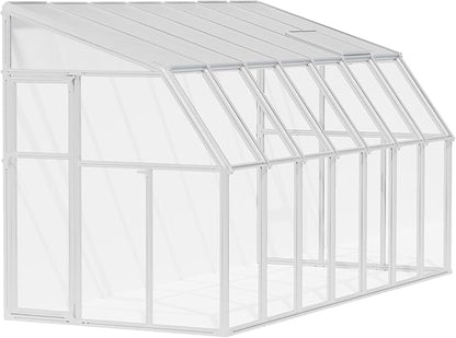 Palram Canopia Rion Sun Room 6 Ft. x 14 Ft. Solarium, Lean-to Greenhouse DIY Kit, Attach to House, Large Twin Wall Polycarbonate, 100% UV Protection for Porch, Patio Outdoors with Window Vent (White)
