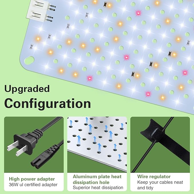 100W Ultra-Thin Panel Full Spectrum Grow Lights, 1536 LEDs Growing Light for Indoor Plants with Daisy Chain Function, Grow Lights for Seed Starting with 4/8/12H Auto On/Off Timer (8pcs)