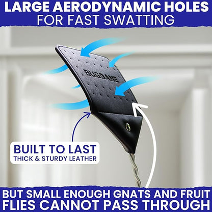 2 Leather Fly Swatter for Indoors. Long Handle, Heavy Duty Fly Swatter Manual Multi Pack. Flyswatters Heavy Duty Flyswatter 2 pack. Flies Swater Includes 4 Sticky Window Bug Traps. Mata Moscas Outdoor