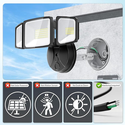 Onforu 3 Packs 60W Flood Lights Outdoor, 6000LM Brightness Security Lights,Switch Controlled, IP65 Waterproof, 6500K Exterior LED Flood Light with 3 Adjustable Heads for Yard Home