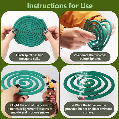 Mosquito Repellent Coils -Mosquito Repellent Outdoor Patio Fresh Scent,Use Reaches Up to 10 feet, Each Mosquito Coils Burns for 5-7 Hours (Contains 20 coils & 2 Stands)