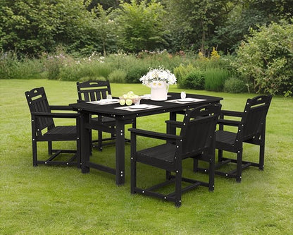 Ciokea Outdoor Patio Dining Chair Set of 2, HDPE Porch Chairs for Dining Table, All-Weather Durable Outdoor Furniture for Backyard, Garden, Lawn & Poolside, Black