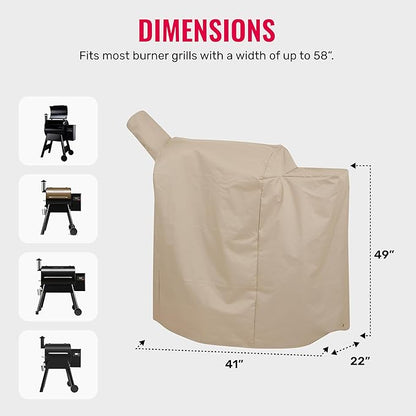 Grillman Grill Cover for Traeger Pro Series 575/22 - Wind and Waterproof Solution-Dyed Fabric - Smooth Sewing Thread with Dark Line Inside - Tan - Traeger Grill Cover