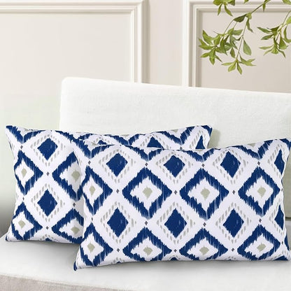 idee-home Outdoor Pillows with Inserts Included, Patio Outside Lumbar Pillows Waterproof Set of 2, 12 x 20 inch