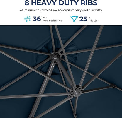 SUNVIVI OUTDOOR Outdoor Patio Umbrella, Patio Umbrella, Market Umbrella, Large Outdoor Umbrella, Metal Pole Umbrella with Push Button Tilt and Crank, Polyester Canopy