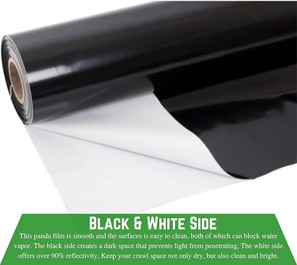 Farm Plastic Supply Crawl Space Vapor Barrier, 20 mil - Thick Plastic Sheeting, Drop Cloth Moisture Barrier for Crawl Space Encapsulation, Heavy Duty Polyethylene, Black & White Panda Film (24' x 25')