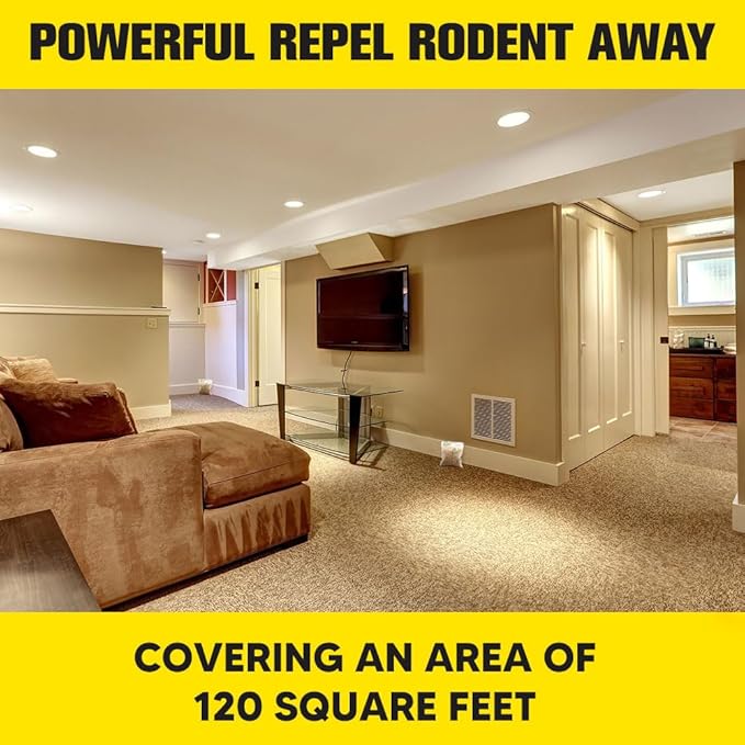 Rodent Repellent Pouches, Mice Repellent Indoor and Outdoor, Rat Repellent for House, Mouse Repellent, Outdoor Rat Deterrent, Extra-Strength 3 Months Protection, Naturally and Safely-12P