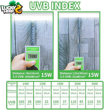 LUCKY HERP 15inch 14W T8 UVB 5.0 Reptile Light, UVA UVB Bulb, Fluorescent Lamp for Reptiles Amphibian
