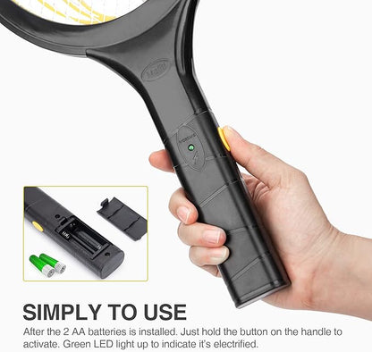 mafiti Fly Swatter Electric, Battery Powered Fly Killer Mosquito Zapper Bug Zapper Racket for Indoor Outdoor, Black