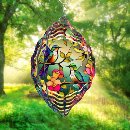 Hummingbird Wind Spinner,3D Frosted Wind Spinner Hanging for Yard and Garden Balcony10 Metal Hanging Hummingbird Wind Sculptures Made of Tough Steel Plate