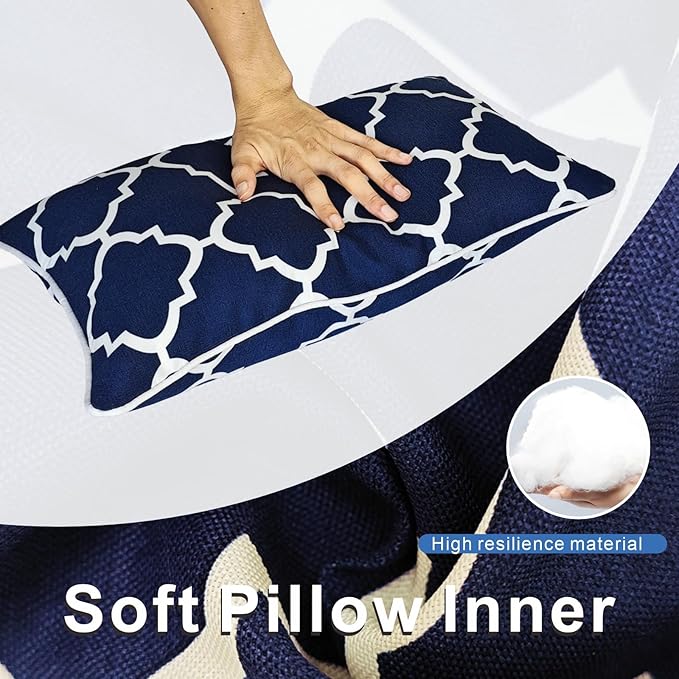 JMGBird Outdoor Waterproof Lumbar Pillows Set of 2 with Insert 12x20 Inch for Patio Furniture
