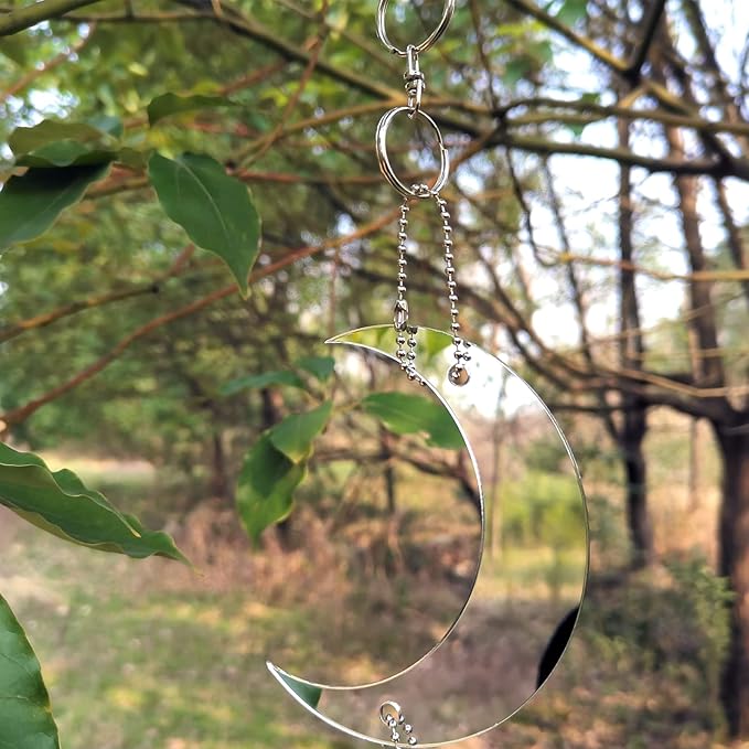Keep Birds Away Mirror Disc, Hanging Reflectors to Scare Birds Away from Your House and Garden, 16 Moon-Star Discs