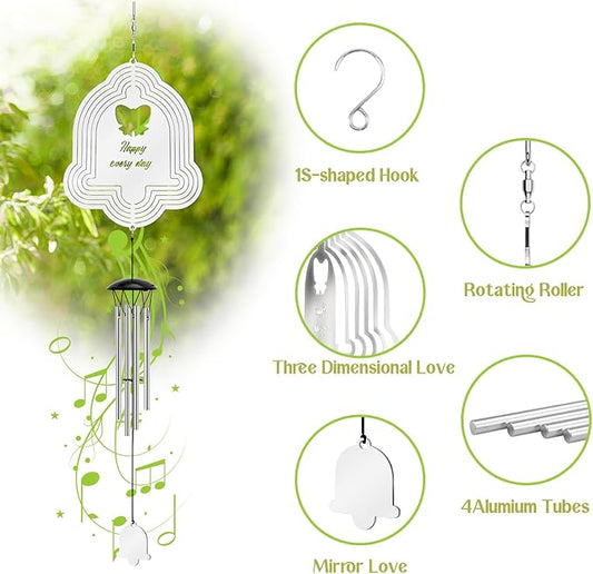 Wind Chimes with Bells Wind Spinner, Outdoor Garden Decor Wind Spinner, Gifts for Women, Mom, Retirement, Teacher, Parents Birthday, Memorial Gift for Garden Porch Patio Home Decor