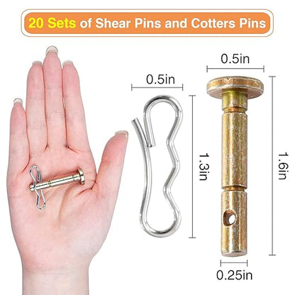 Biggun 20 Sets of Shear Pins & Cotter Pins for Snowblower - 738-04124 and 714-04040 Replacement Shear Pin Kits Compatible with MTD Craftsman Cub Cadet Troy Bilt Snowblowers