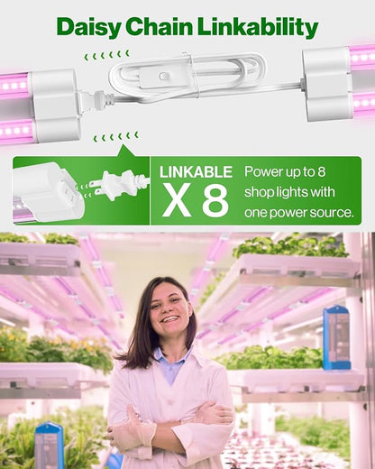Sunco 2ft Grow Light LED, 20W, Full Spectrum, for Seed Starting, Seedling, Indoor Plants, Plug in Suspended Fixture, Link Up to 8, Inline Switch, ETL 2 Pack.