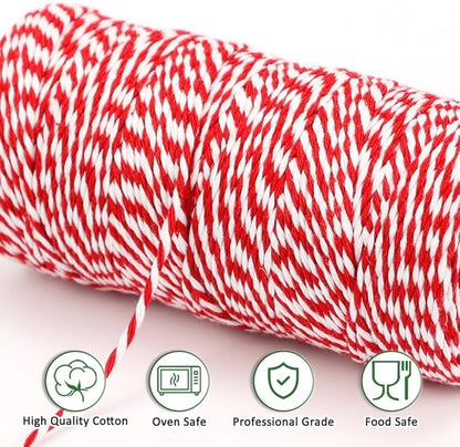 Tenn Well Butchers Twine, 328 Feet 2mm Food Safe Cooking Twine, Red and White Kitchen String for Roasting, Baking, Trussing Turkey, Tying Meat and More