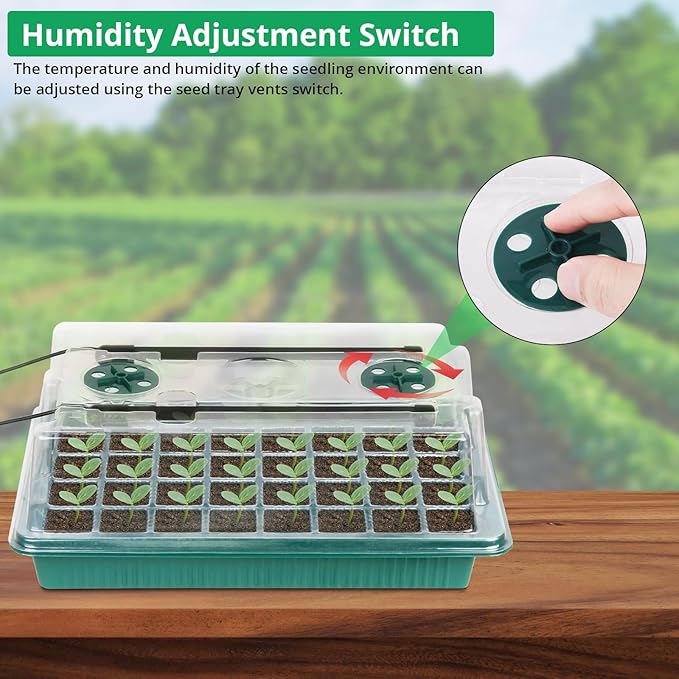 Sondiko Seed Starter Tray with Grow Light, 80 Cells Seed Starter Kit with Humidity Dome, Adjustable Brightness Plant Starter Trays, Indoor Plants Germination Kit(2 Pack)