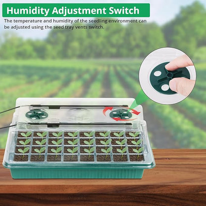 Sondiko Seed Starter Tray with Grow Light, 80 Cells Seed Starter Kit with Humidity Dome, Adjustable Brightness Plant Starter Trays, Indoor Plants Germination Kit(2 Pack)