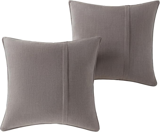 Greendale Home Fashions Sunbrella 20" Square Outdoor Throw Pillow with Removable Cover (Set of 2), Cast Shale 2 Count