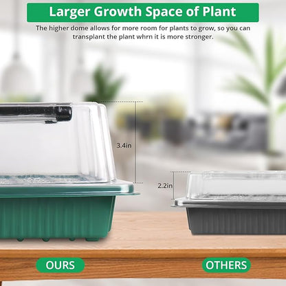 Sondiko Seed Starter Tray with Grow Light, 80 Cells Seed Starter Kit with Humidity Dome, Adjustable Brightness Plant Starter Trays, Indoor Plants Germination Kit(2 Pack)