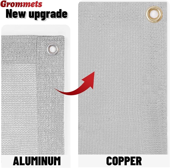 SUNNY GUARD Shade Cloth Custom Size 5x16 FT Sun Shade Screen Fabric Shade Cover Tarp with Grommets for Pergola Backyard Garden, Light Grey(We Customized)