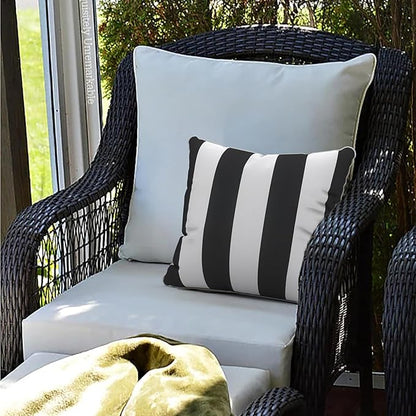 LVTXIII Set of 2 Patio Throw Pillows Waterproof 16"x16" Fade Resistant Outdoor Throw Pillows with Inserts, Fluffy Decorative Garden Toss Pillow Cushions for Home Patio Coach Sofa Use, Cabana Black