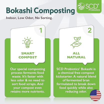 All Seasons Indoor Composter Starter Kit – 5 Gallon Black Compost Bin For Kitchen Countertop With Lid, Spigot & 1 Gallon (2 lbs.) Bag Of Dry Bokashi Bran – Made In USA by SCD Probiotics