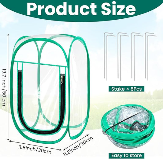 Nuanchu Pop up Mini Greenhouse Cover, PVC Clear Small Greenhouse with Nails 12" x 12" x 20" Inch Portable Plant Flowers Sunshine Tent Room for Indoor Outdoor Gardening(2 Pack)