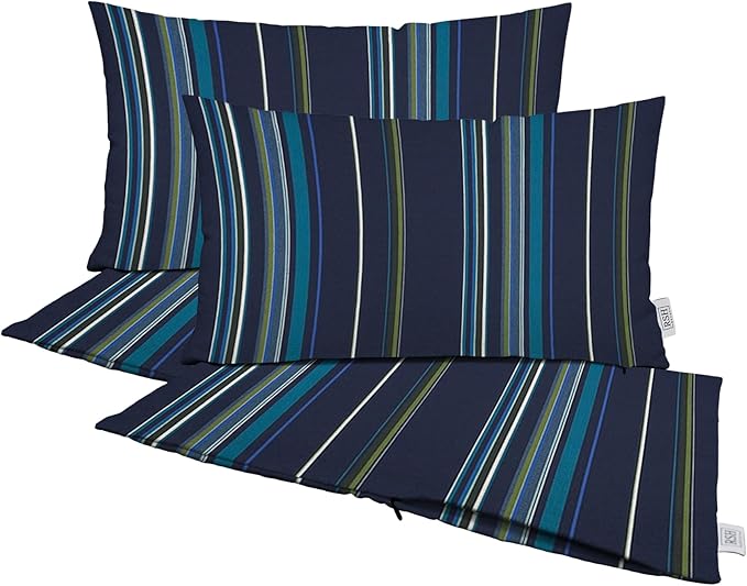 RSH DECOR: Sunbrella Pillow Covers Set of 4 | Covers Only - 20" x 12" | Outdoor Lumbar Pillow Covers Crafted with Sunbrella Performance Fabric | Stanton Lagoon