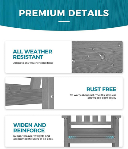Ciokea HDPE Outdoor Dining Set 5-Piece Patio Table and Chairs with Umbrella Hole, All-Weather Patio Dining Set for 4, Durable Patio Furniture Set for Backyard, Garden, Lawn & Poolside, Grey