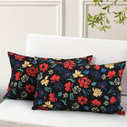 idee-home Outdoor Pillows with Inserts Included, Patio Outside Lumbar Pillows Waterproof Set of 2, 12 x 20 inch