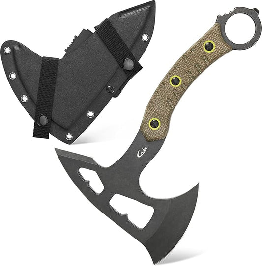 C1392 Camping Axes,DC53 Steel Blade with Micarta Handle Chopping Axe Bushcraft Camping Axes Survival Hatchet with Kydex Sheaths for Hiking Hunting Camping Splitting Chopping Wood(Green)