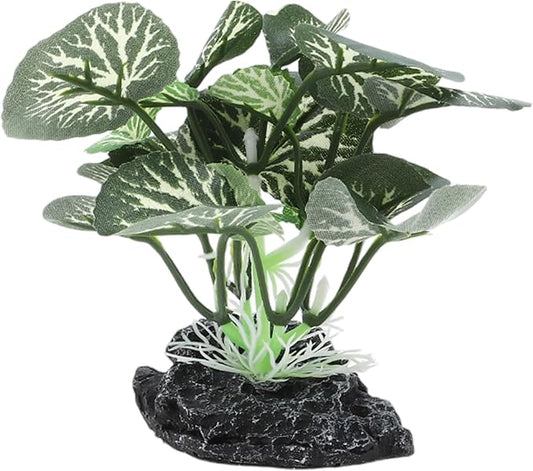 Aquarium Plastic Plants, Silk Aquarium Plants, Silk Plants for Betta Fish Tank, Plastic Plant Decoration for Aquarium, Green, Round Leaves, 3.94" Tall