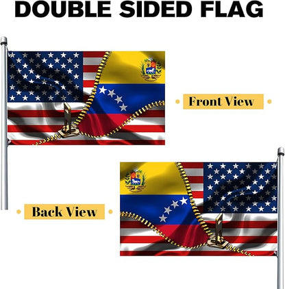 Vintage American America Usa Venezuela Venezuelan Flags For Outside Yard 3x5 Ft Double Sided Printed 100d Polyester Lightweight Garden Welcome Outdoor Banner Brass Grommets